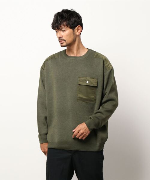 COTORICA(コトリカ)の「ミリタリーパッチクルーネックニット(ニット/セーター・メンズ・ブラック/オリーブ・MEDIUM/LARGE)」の12枚目の写真