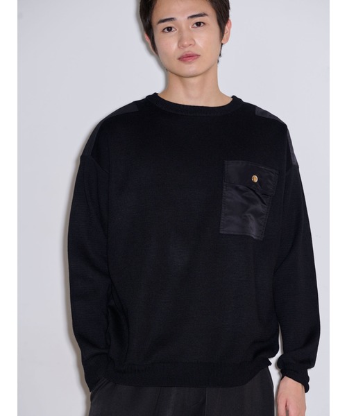 COTORICA(コトリカ)の「ミリタリーパッチクルーネックニット(ニット/セーター・メンズ・ブラック/オリーブ・MEDIUM/LARGE)」の5枚目の写真