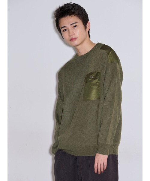 COTORICA(コトリカ)の「ミリタリーパッチクルーネックニット(ニット/セーター・メンズ・ブラック/オリーブ・MEDIUM/LARGE)」の8枚目の写真