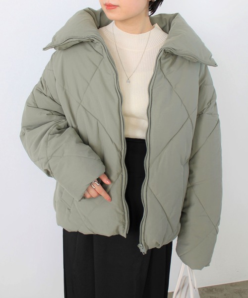 GeeRA（ジーラ）の「BIGダイヤキルトジャケットコート（その他アウター・レディース・ブラック/アイボリー/ライトカーキ・MEDIUM）」の3枚目の写真