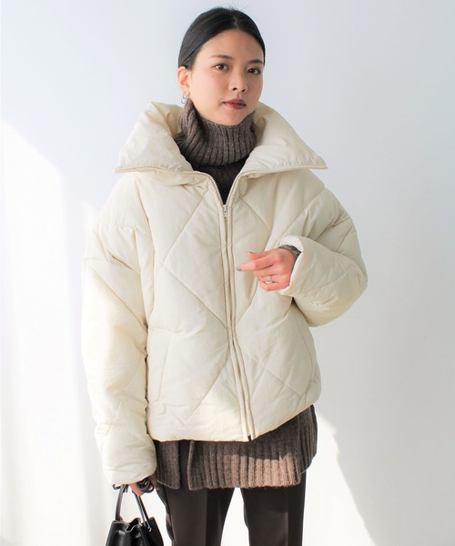 GeeRA（ジーラ）の「BIGダイヤキルトジャケットコート（その他アウター・レディース・ブラック/アイボリー/ライトカーキ・MEDIUM）」の13枚目の写真