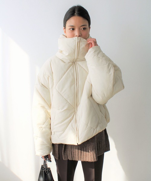 GeeRA（ジーラ）の「BIGダイヤキルトジャケットコート（その他アウター・レディース・ブラック/アイボリー/ライトカーキ・MEDIUM）」の8枚目の写真