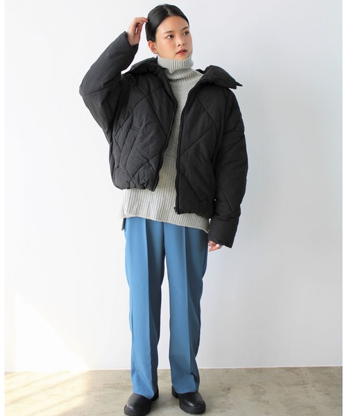 GeeRA（ジーラ）の「BIGダイヤキルトジャケットコート（その他アウター・レディース・ブラック/アイボリー/ライトカーキ・MEDIUM）」の4枚目の写真