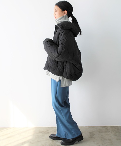 GeeRA（ジーラ）の「BIGダイヤキルトジャケットコート（その他アウター・レディース・ブラック/アイボリー/ライトカーキ・MEDIUM）」の10枚目の写真