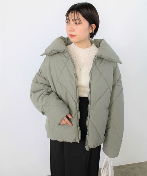 GeeRA（ジーラ）の「BIGダイヤキルトジャケットコート（その他アウター・レディース・ブラック/アイボリー/ライトカーキ・MEDIUM）」の12枚目の写真