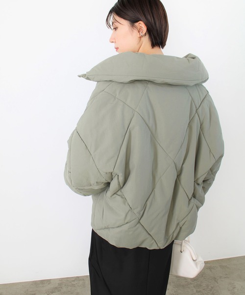 GeeRA（ジーラ）の「BIGダイヤキルトジャケットコート（その他アウター・レディース・ブラック/アイボリー/ライトカーキ・MEDIUM）」の14枚目の写真