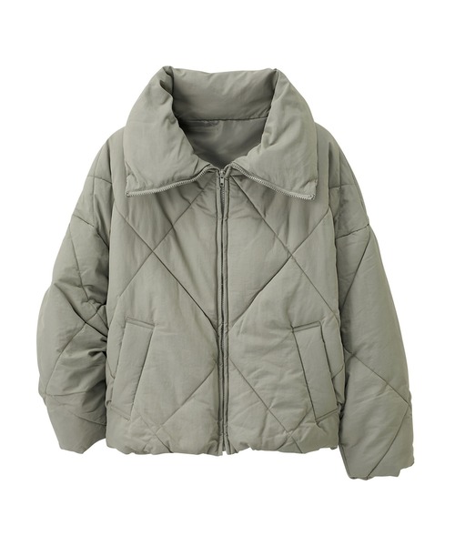 GeeRA（ジーラ）の「BIGダイヤキルトジャケットコート（その他アウター・レディース・ブラック/アイボリー/ライトカーキ・MEDIUM）」の7枚目の写真