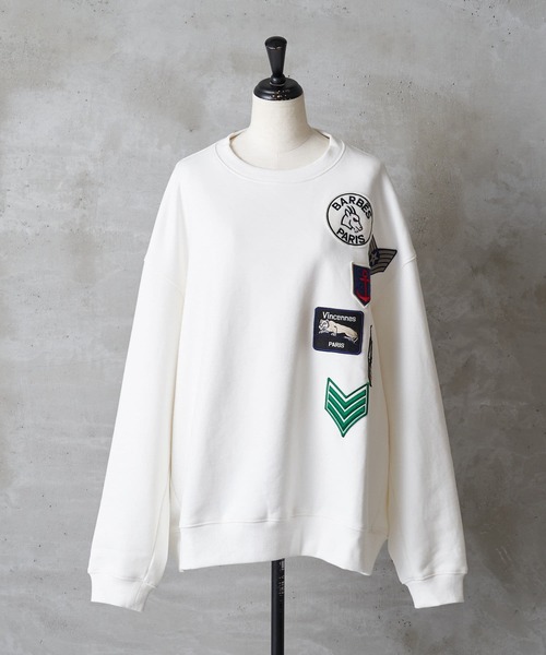 BEARDSLEY（ビアズリー）の「《FRIPIER・ユニセックス》ワッペントレーナー（Tシャツ/カットソー・レディース・ホワイト/グレー・FREE）」の11枚目の写真