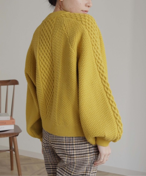 HER CLOSET（ハークローゼット）の「【shemoshelly】WEB限定バルキーラグランケーブルニット（ニット/セーター・レディース・アイボリー/マスタード/レッド/カーキ/ブルー・M）」の18枚目の写真