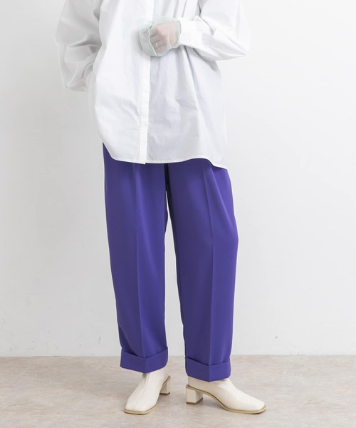 KBF（ケイビーエフ）の「センタープレスWIDEストレートパンツ（その他パンツ・レディース・パープル/グリーン/アイボリー/ブラック・ONE）」の10枚目の写真