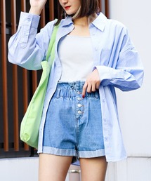 SPINNS | 【ゆるシルエット】コットン ストライプ長袖シャツ(シャツ/ブラウス)