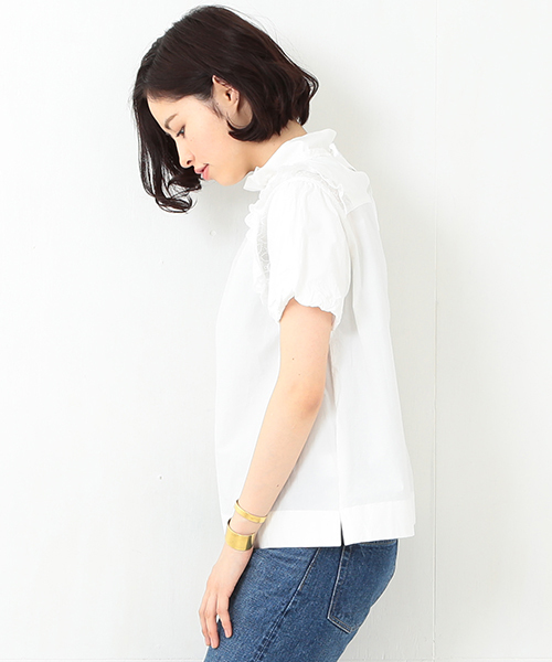 BEAMS BOY（ビームスボーイ）の「TORI-TO / スモッグ ショートスリーブ シャツ（シャツ/ブラウス・レディース・ホワイト/ネイビー・ONE SIZE）」の15枚目の写真