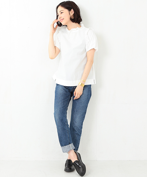 BEAMS BOY（ビームスボーイ）の「TORI-TO / スモッグ ショートスリーブ シャツ（シャツ/ブラウス・レディース・ホワイト/ネイビー・ONE SIZE）」の17枚目の写真