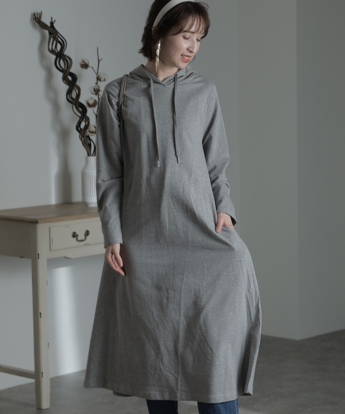 ElegChic(エレグシック)の「ミニ裏毛リラクシングワンピース(ワンピース・レディース・チャコールグレー/杢グレー・L/XXL/4L)」の2枚目の写真