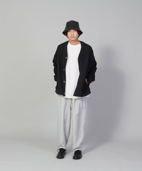 UNIIT（ユニット）の「【UNIIT/ユニット】ビッグワッフルカーディガン（カーディガン/ボレロ・メンズ・アイボリー/ブラック/グリーン・LARGE/SMALL/MEDIUM）」の4枚目の写真