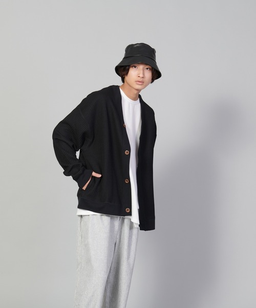 UNIIT（ユニット）の「【UNIIT/ユニット】ビッグワッフルカーディガン（カーディガン/ボレロ・メンズ・アイボリー/ブラック/グリーン・LARGE/SMALL/MEDIUM）」の9枚目の写真