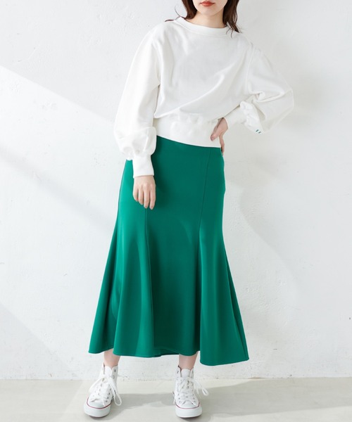 natural couture（ナチュラルクチュール）の「袖口刺繍コンパクト裏毛プルオーバー（Tシャツ/カットソー・レディース・オフホワイト/スミクロ/ライトグレー/レッド・FREE）」の6枚目の写真