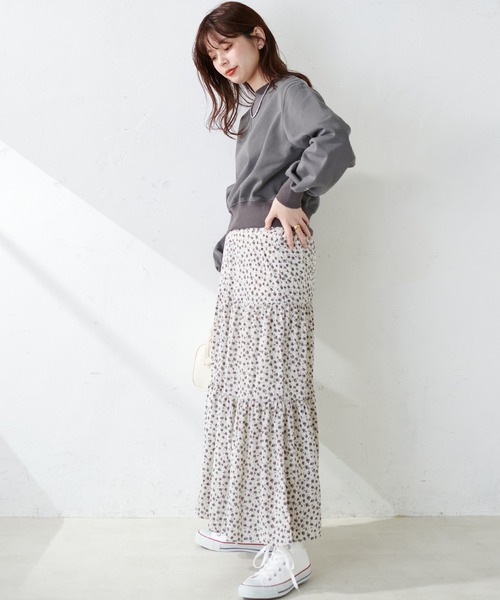 natural couture（ナチュラルクチュール）の「袖口刺繍コンパクト裏毛プルオーバー（Tシャツ/カットソー・レディース・オフホワイト/スミクロ/ライトグレー/レッド・FREE）」の12枚目の写真