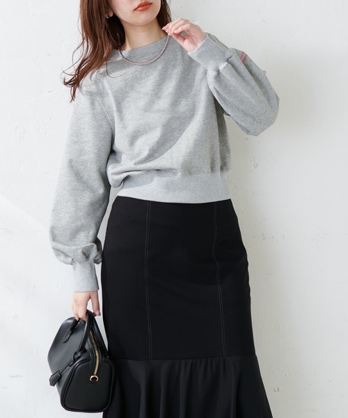 natural couture（ナチュラルクチュール）の「袖口刺繍コンパクト裏毛プルオーバー（Tシャツ/カットソー・レディース・オフホワイト/スミクロ/ライトグレー/レッド・FREE）」の20枚目の写真