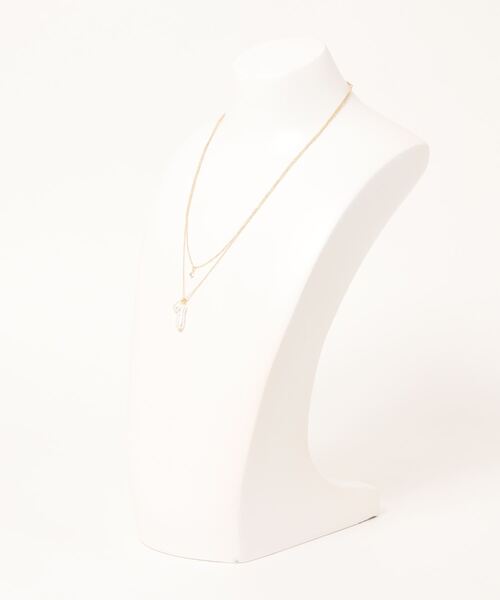 natural couture（ナチュラルクチュール）の「2連パール×ビジューネックレス（ネックレス・レディース・シルバー/ゴールド・FREE）」の3枚目の写真