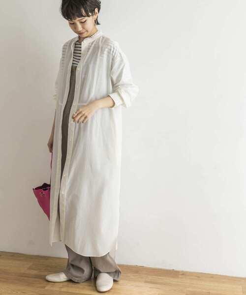 URBAN RESEARCH（アーバンリサーチ）の「フリルカラーシャツワンピース（ワンピース・レディース・ホワイト/グリーン系その他/ブルー系その他・FREE）」の5枚目の写真