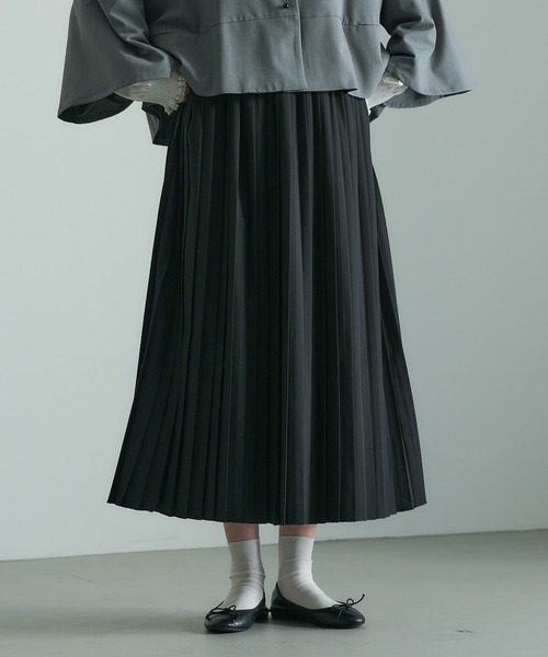 PUAL CE CIN（ピュアルセシン）の「【Du noir】プリーツスカート（スカート・レディース・ブラック/ベージュ/グレー・FREE）」の2枚目の写真