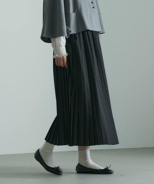 PUAL CE CIN（ピュアルセシン）の「【Du noir】プリーツスカート（スカート・レディース・ブラック/ベージュ/グレー・FREE）」の6枚目の写真