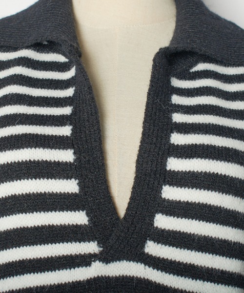 Futier land（フューティアランド）の「キーネックボーダーニットベスト（ベスト・レディース・ホワイト/ブラック・FREE）」の12枚目の写真