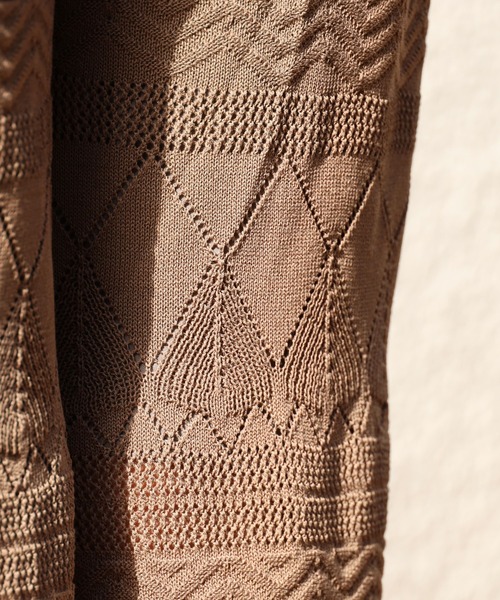 R JUBILEE（アールジュビリー）の「R JUBILEE/アール ジュビリー Openwork Knit Pants オープンワークニットパンツ カラーパンツ（その他パンツ・レディース・モカ/グリーン/ピンク・FREE）」の9枚目の写真