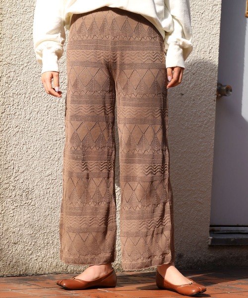 R JUBILEE（アールジュビリー）の「R JUBILEE/アール ジュビリー Openwork Knit Pants オープンワークニットパンツ カラーパンツ（その他パンツ・レディース・モカ/グリーン/ピンク・FREE）」の20枚目の写真