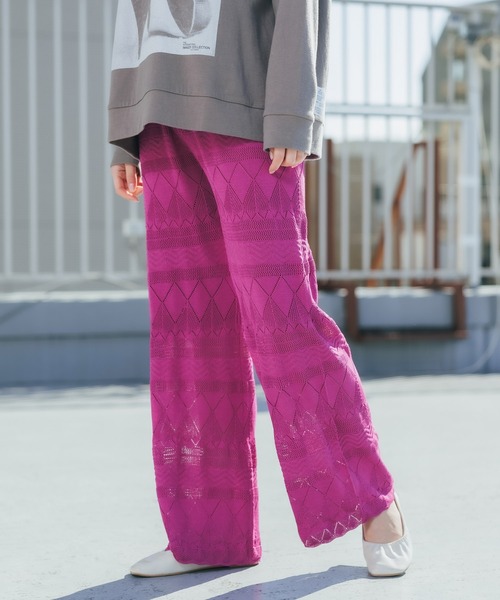 R JUBILEE（アールジュビリー）の「R JUBILEE/アール ジュビリー Openwork Knit Pants オープンワークニットパンツ カラーパンツ（その他パンツ・レディース・モカ/グリーン/ピンク・FREE）」の21枚目の写真