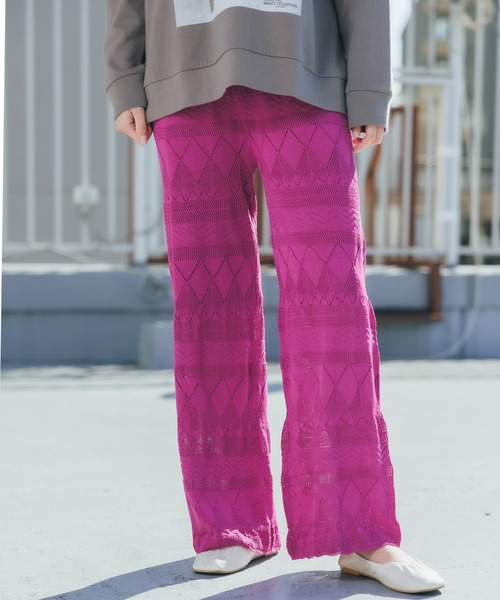R JUBILEE（アールジュビリー）の「R JUBILEE/アール ジュビリー Openwork Knit Pants オープンワークニットパンツ カラーパンツ（その他パンツ・レディース・モカ/グリーン/ピンク・FREE）」の22枚目の写真