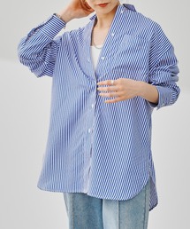 カラーストライプオーバーサイズシャツ