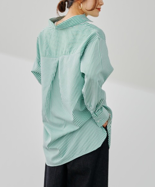 prose verse（プロズヴェール）の「カラーストライプオーバーサイズシャツ（シャツ/ブラウス・レディース・グリーン/ブルー/ピンク・ﾌﾘ-）」の18枚目の写真