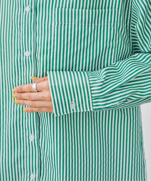 prose verse（プロズヴェール）の「カラーストライプオーバーサイズシャツ（シャツ/ブラウス・レディース・グリーン/ブルー/ピンク・ﾌﾘ-）」の7枚目の写真