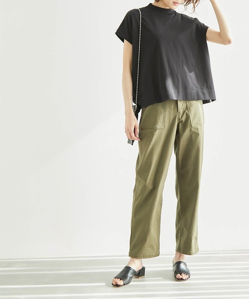 ROPE' PICNIC（ロペピクニック）の「ラク美tee/TRUE COTTONモックネックフレンチスリーブトップス（Tシャツ/カットソー・レディース・ブラック/オフホワイト/キャメル/グリーン/ラベンダー・38）」の15枚目の写真