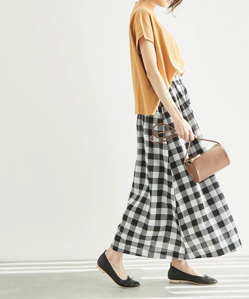 ROPE' PICNIC（ロペピクニック）の「ラク美tee/TRUE COTTONモックネックフレンチスリーブトップス（Tシャツ/カットソー・レディース・ブラック/オフホワイト/キャメル/グリーン/ラベンダー・38）」の18枚目の写真