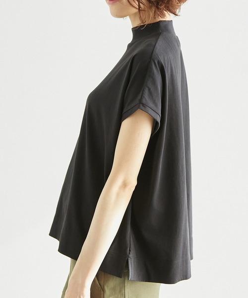 ROPE' PICNIC（ロペピクニック）の「ラク美tee/TRUE COTTONモックネックフレンチスリーブトップス（Tシャツ/カットソー・レディース・ブラック/オフホワイト/キャメル/グリーン/ラベンダー・38）」の20枚目の写真