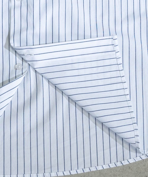 Limited Line Naive Magic（リミテッドラインナイーブマジック）の「【a】ブロードストライプワッペンワーク半袖シャツ（シャツ/ブラウス・メンズ・その他/ホワイト系その他/グリーン系その他/ブルー系その他・MEDIUM/LARGE）」の17枚目の写真