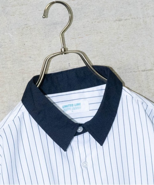 Limited Line Naive Magic（リミテッドラインナイーブマジック）の「【a】ブロードストライプワッペンワーク半袖シャツ（シャツ/ブラウス・メンズ・その他/ホワイト系その他/グリーン系その他/ブルー系その他・MEDIUM/LARGE）」の10枚目の写真