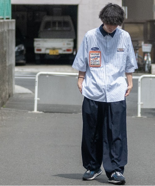 Limited Line Naive Magic（リミテッドラインナイーブマジック）の「【a】ブロードストライプワッペンワーク半袖シャツ（シャツ/ブラウス・メンズ・その他/ホワイト系その他/グリーン系その他/ブルー系その他・MEDIUM/LARGE）」の5枚目の写真