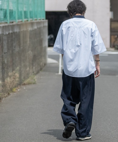 Limited Line Naive Magic（リミテッドラインナイーブマジック）の「【a】ブロードストライプワッペンワーク半袖シャツ（シャツ/ブラウス・メンズ・その他/ホワイト系その他/グリーン系その他/ブルー系その他・MEDIUM/LARGE）」の6枚目の写真