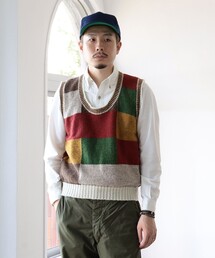 Jamieson's Knitwear × fennica / 別注 Rasta Farm Patchwork ニットベスト〈UNISEX〉