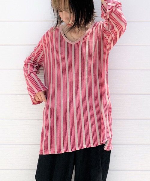 Q（キュー）の「カラーストライプニット（ニット/セーター・レディース・ブルー系その他/ピンク系その他・MEDIUM）」の6枚目の写真