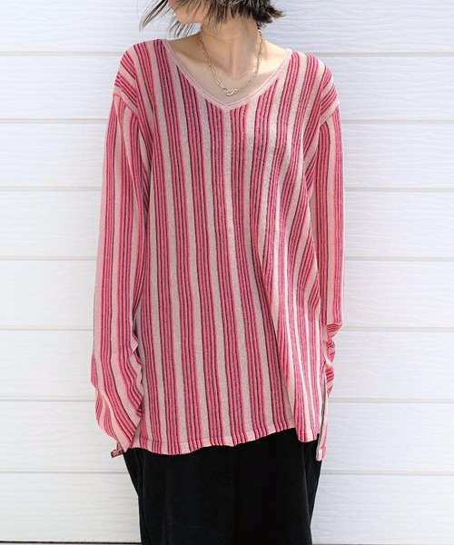 Q（キュー）の「カラーストライプニット（ニット/セーター・レディース・ブルー系その他/ピンク系その他・MEDIUM）」の3枚目の写真