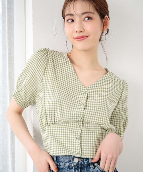 fifth(フィフス)の「ウエストバックリボンギンガムチェックブラウス(シャツ/ブラウス・レディース・ブラック/ブルー/グリーン・M)」の3枚目の写真