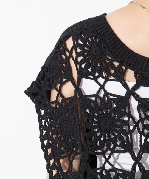 NOMINE（ノミネ）の「かぎ針カノコ3WAYベストプルーバーカーディガン（ニット/セーター・レディース・ホワイト/ブラック/ダークブラウン/ピンク・フリー）」の14枚目の写真