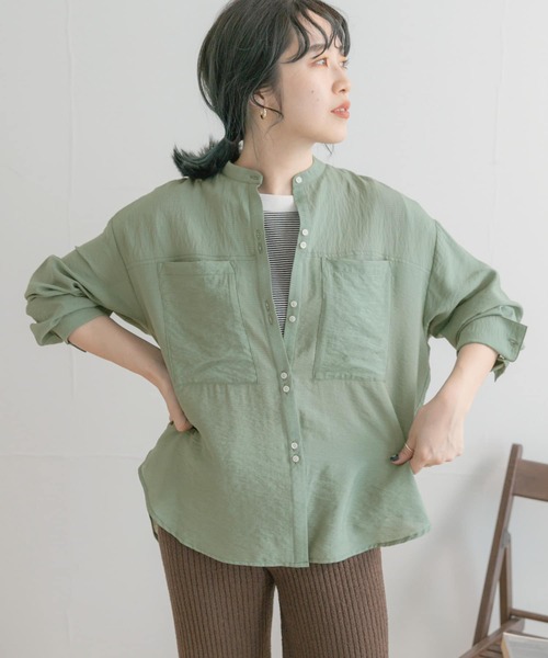 ITEMS URBANRESEARCH（アイテムズ アーバンリサーチ）の「シアーポケットシャツ（シャツ/ブラウス・レディース・ホワイト/ブラック/ブルー/グリーン・FREE）」の3枚目の写真