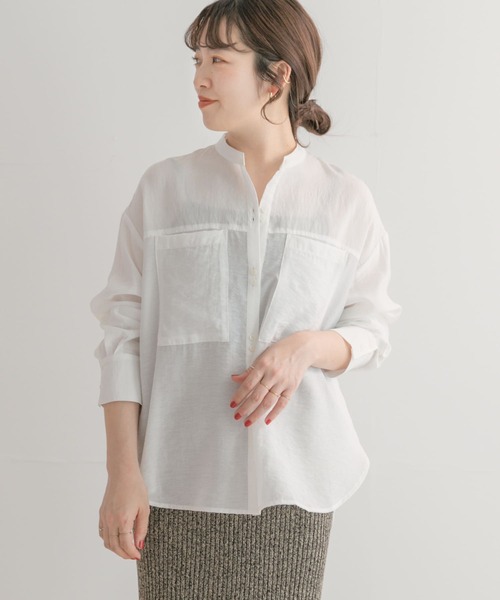 ITEMS URBANRESEARCH（アイテムズ アーバンリサーチ）の「シアーポケットシャツ（シャツ/ブラウス・レディース・ホワイト/ブラック/ブルー/グリーン・FREE）」の7枚目の写真