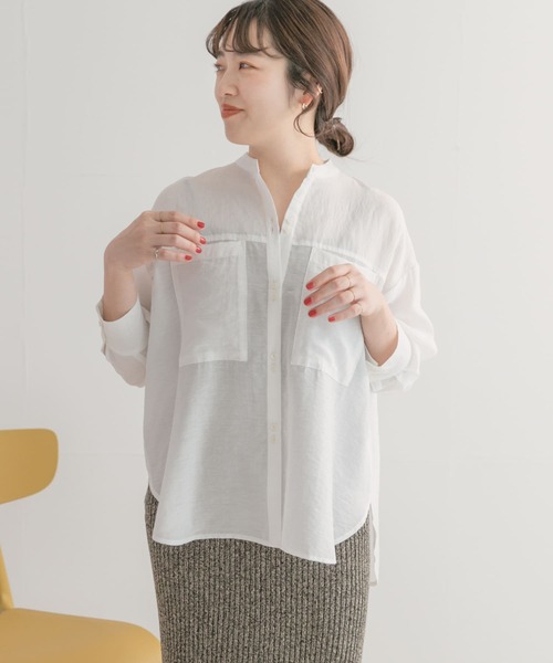 ITEMS URBANRESEARCH（アイテムズ アーバンリサーチ）の「シアーポケットシャツ（シャツ/ブラウス・レディース・ホワイト/ブラック/ブルー/グリーン・FREE）」の12枚目の写真